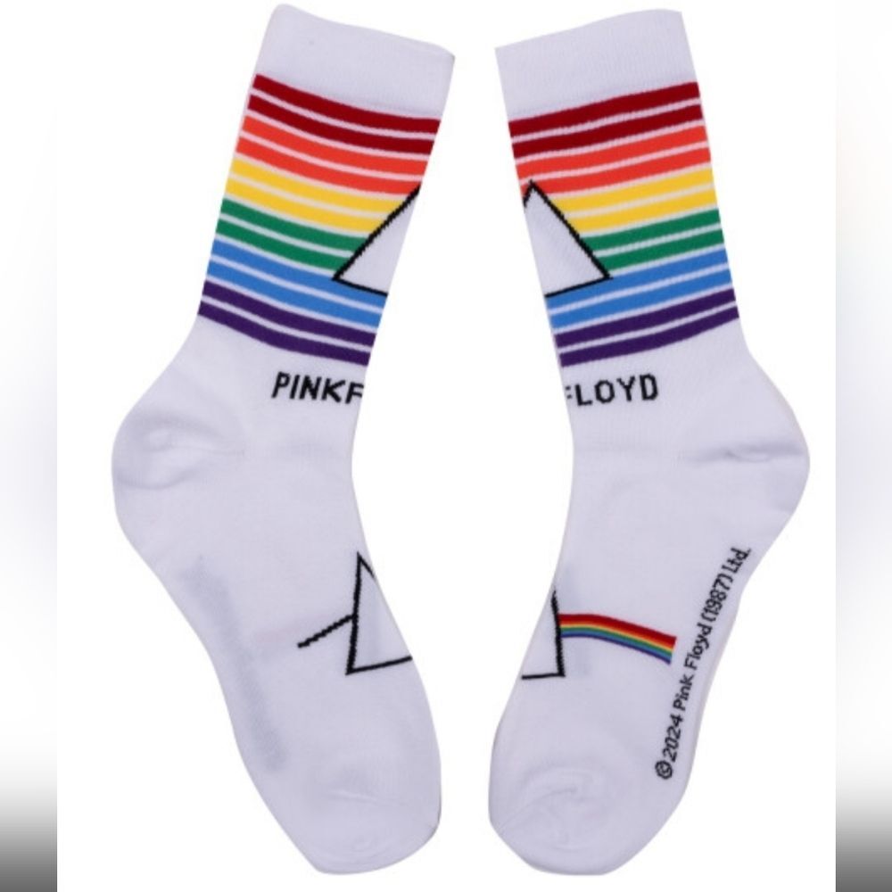 PINK floyd White SOCKS prism dark side of the moon Rainbow Socks